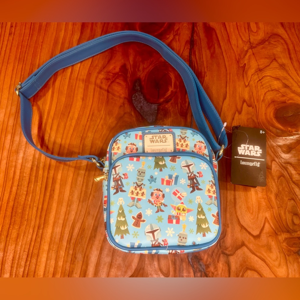 Loungefly Starwars Blue Holiday Christmas Mini Bag Disney The Child Mandalorian